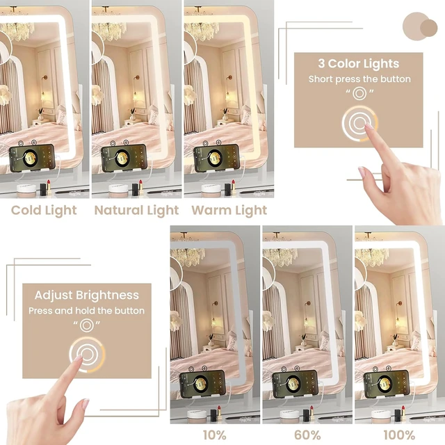 Dripex 15-Inch Lighted Vanity Mirror, Type-C charging version