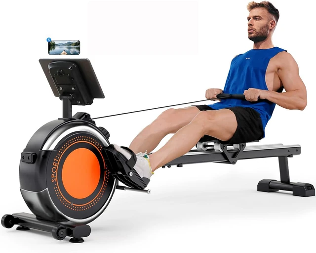 Dripex 16-Level Magnetic Rowing Machine, Black and orange